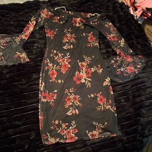 Guess floral flare-sleeve midi dress